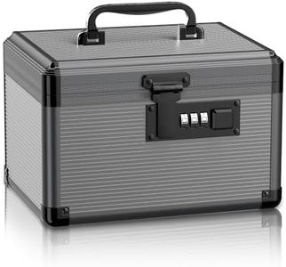 Lockbako Medicine Lock Box with Code, Locking Medicine Box with Removable Tray, Portable First Aid Box for Home, 10 * 6.9 * 6.9 Inch (Black)