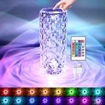 E-COSMOS Crystal Table Lamp, Touch Remote Control Modern Nightstand Lamp, 16 Colors Changing Rose Table Lamp USB Rechargeable Bedside Light for Decorating Bedroom Living Room (Crystal LAMP)