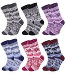 MQELONG Children's Wool Socks Kids Toddler Girls Boys Cute Animal Thick Warm Winter Crew Socks 6 Pairs (6 Pairs Snowflake, S/1-3 Years)