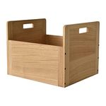 KIRIGEN Wooden Vinyl Record Storage Box Wooden Storage Crate Box for LP Records Hold Up to 80 Records Natural CDH-NA