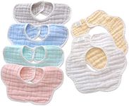 Baby Bibs Muslin Drool Bibs Teething Bibs Lap-shoulder Drooling Cloths Adjustable Multi-Use Scarf Bibs for Unisex Boys Girls 100% Organic Cotton 8-Layer Absorbent& Soft& Breathable Newborn Muslin Bibs