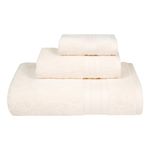 Trident Soft Comfort Air Rich Towels for Bath, 100% Cotton Towel, Super Soft, Highly Absorbent, 3 Pieces Towel Set, 500 GSM - Linen