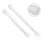 TYRON Small Spring Tension Curtain Rod 7 to 10.5 Inch, Mini Short Adjustable Tension Rod, Suitable for Narrow Window, Sidelight, Cupboard, Refrigerator (White, 2 Pack)