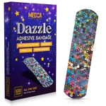 Glitter Bandages for Kids -(100 Count Box) Adhesive Bandage Strips w/Colorful Glitter Design & Latex-Free Individually Wrapped Strips for First Aid, Wound Care, Minor Cuts, Scrapes