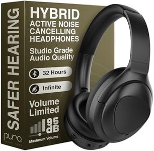 Puro Sound Labs: PuroPro Hybrid Active Noise Cancelling Volume Limiting Headphones, Wireless Over Ear Bluetooth Headphones, 32h Playtime, Hi-Res Audio, Memory Foam Ear Cups, for Travel and Home Office
