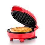 Holstein Housewares Personal Non-Stick Waffle Maker, Red - 4-Inch Waffles In Minutes, 350 Watt