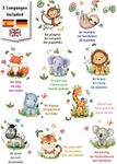 DECOWALL DS12-8074 Baby Animals and Quote wall stickers decals Cartoon kids baby nursery boy décor room safari monkey lions zebra jungle theme tree woodland playroom Living Bedroom zoo Girls butterfly