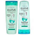 L'Oreal Elvive Extraordinary Clay Rebalancing Shampoo (400ml) & Conditioner (300ml) Set for Dry Roots & Dry Ends