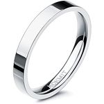 NOKMIT 3mm Titanium Rings High Polished Wedding Band for Women Girls Dainty Stacking Stackable Band Thumb Pinky Ring Non Tarnish Comfort Fit Size 5 to 10 (Silver,7)