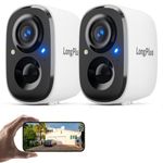 Longplus Security Camera Wireless Outdoor, Battery Operated Camera Surveillance Exterieur with AI Detection, 2Pack Wireless WiFi Camera with Siren, Color Night Vision, Compatible with Alexa