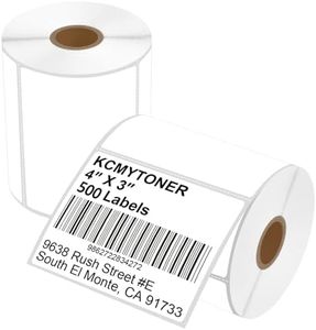 KCMYTONER 2 Rolls 4'' x 3'' Direct Thermal Labels, 500 Labels/Roll, Perforated Barcode Shipping Address Labels, Compatible for Zebra Rollo Eltron and Most Thermal Label Printers