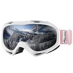 OutdoorMaster OTG Ski Goggles - Over Glasses Ski/Snowboard Goggles for Men, Women & Youth - 100% UV Protection (White Frame + VLT 11.5% Grey Lens)