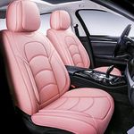 NS YOLO Full Coverage Car Seat Covers Universal Fit for Cars SUVs Pick-up Trucks with Waterproof Leatherette in Automotive Vehicle Interior Accessories (Pink, Front Pair)