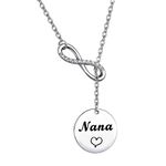 BEKECH Nana Bracelet Grandma Nana Charm Expandable Wire Bangle Nana Jewelry Grandmother Gift for Family Nana (Y Necklace)