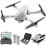 4DRC F3 GPS Drone for Adults with 4K Camera 5G FPV Live Video for Beginners, Foldable RC Quadcopter with Auto Return Home, Follow Me,Dual Cameras,Tap Fly,2 Batteries, Includes Carrying Case