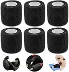 Autdor Tattoo Grip Cover Wrap - 6Pcs 5.1cm x 5 Yards Disposable Cohesive Tattoo Grip Tape Wrap Black Elastic Bandage Rolls Self-Adherent Tape for Tattoo Machine Grip Tube Accessories, Sports Tape