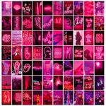 LCLAIDYDY 70 Pcs Pink Neon Wall Collage Kit Aesthetic Pictures,Hot Pink Room Decor for Bedroom Trendy Small Posters for Room Aesthetic,Dark Pink Dorm Photo Wall Decor for Teen Girls Women 4x6 Inch