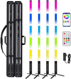 ZDMDRGB 4Pack Professional 360 DJ Tube Light Bar Stand with Case Battery Powered IP65 Waterproof APP Control D40 5ft RGB Led Party Light Stick for Outdoor Video Studio Wedding Stage Lighting