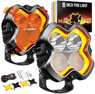NOVSIGHT 6 Inch LED Pod Lights - Halo Pro Series LED Spot Flood Beam Combo w/Dynamic DRL Modes, 160W Ultra Bright Off Road Light for Truck Jeep Pickup Ford ATV UTV, 2PCS(Red Dot Award 2025 Winner)