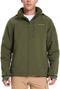DURAWERK Mens Tactical Jacket Fleece Softshell Water Resistant Jackets for Men Hooded Windbreaker Military Hiking Jacket