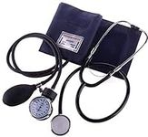 Multibao Manual Arm Blood Pressure Monitor with Dual Head Stethoscope, Aneroid Sphygmomanometer, Blood Pressure Gauge, Cuff, Bag for Emergency Service, Doctor, Consultation, Blue Black