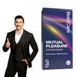 Bold Care Mutual Pleasure Dotted (576 Dots), Ribbed & D-LAY Condoms (Pack of 10) | Ultra thin with benzocaine & menthol lubrication | 60 Microns | Comes with Disposable pouch | Gold Standard Latex