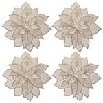 Kuber Industries Flower Design Soft Leather Table Placemats, Set of 4 (Gold)-HS43KUBMART26100, Standard