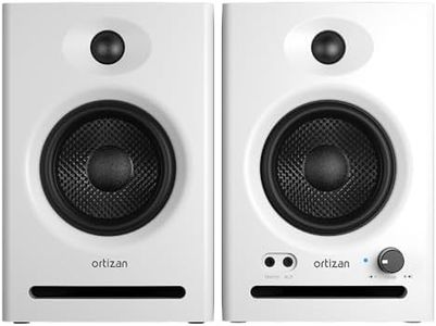 Ortizan C7 Dual-Mode 2.0 Studio Monitors, Active Monitor Speakers for Near Field Music Production, Bluetooth 5.3 Wireless Computer PC Monitor Gaming Bookshelf Speakers(Pair, White)