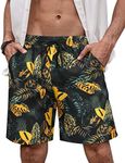 COOFANDY Mens Swim Board Shorts Summer Beach Flower Pattern Shorts Duick Dry