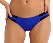 Seafolly Women's Block Party Spliced Hipster Full Coverage Bikini Bottom Swimsuit, Blue Ray, 8 US