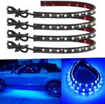 Keiurot 12V Led Light Strip 32CM Waterproof Led Light Strips for Cars Motorcycles Golf Cart Interior & Exterior Marine Boat Blue Led Strip 12V 5050 18SMD,Pack of 4