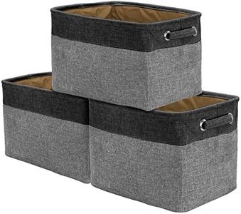 Sorbus Storage Large Basket Set [3-Pack] - 15 L x 10 W x 9 H - Big Rectangular Fabric Collapsible Organizer Bin Carry Handles Linens, Towels, Toys, Clothes, Kids Room, Nursery (Black/Grey)