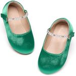 THEE BRON Toddler Dress Shoes Flower Girls Glitter Mary Jane Ballerina Flat Shoes, Af402-green, 10 Toddler