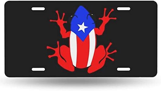 Puerto Rico Coqui Frog Taino License Plate,Decorative Car Front License Plate,Vanity Tag,Metal Car Plate,Aluminum Novelty Car License Plate for Women Men,6 X 12 Inch (4 Holes)