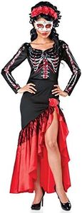 ALVOGIMOR Day of the Dead Senorita Costume for Girls,Women,Halloween Skeleton Dress Costume (Women Medium), Women Medium, Medium