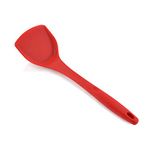 Silicone Wok Spatula, Upgrade Nonstick Turner Spatula Heat Resistant Solid Silicone Stir Fry Turner for Non Stick Cookware (Red)