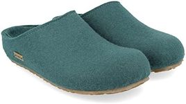 HAFLINGER Grizzly Michl Felt Slippers with Rubber Sole, pine green, 10.5 AU