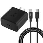 45W USB-C Super Fast Charging Wall Charger Adapter with 6.6FT 5A Type C Fast Charging Cable for Samsung Galaxy S24/S24+/S23+/S20 S21 S22 S23 S24 Ultra/Note 10+/20, Z Fold 5, Tab S9/S8/S8+/S9 Ultra