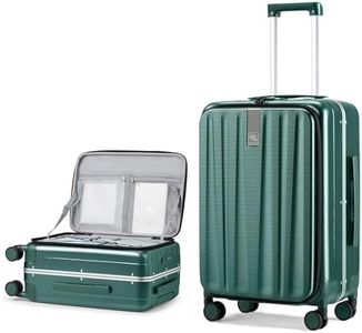 Hanke Carry On Luggage, Suitcase with Wheels & Front Opening, 20in Spinner Luggage Built in TSA Aluminum Frame PC Hardside Rolling Suitcases Travel Bag-Dark Green