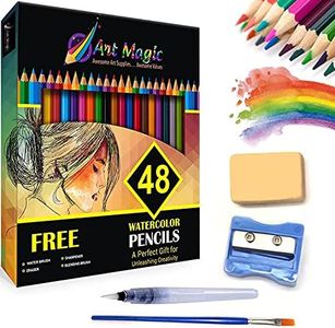 Art Magic Watercolor Pencils, Set of 48 Professional Colored Pencils for Adult and Teens, Premium Art Supplies for Coloring, Blending and Layering