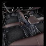 7D Premium Leatherette Car Foot Mats | Luxurious & Elegant Look | 100% Waterproof & Dustproof | Custom-Fit Floor Tray for Honda CRV Model (2015-2018) || Luxury Leather Car Mats| Black with Black