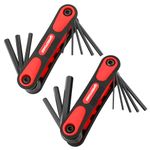 MAXPOWER 16 PCS Folding Allen Wrench Set, 2 Pack Foldable Hex Key Set with Metric and SAE Sizes, Portable Hex Wrenches for Basic Home Repair and General Applications