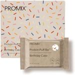 Promix Protein Puff Bars, 12-Pack - Birthday Cake - Marshmallow Crispy Treat - Great Tasting & Healthy On The Go Snack - High Protein & Low Calorie - Non-GMO & Free From Gluten, Soy, & Corn