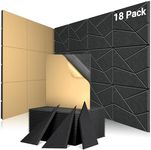 Topnaca 18 Pack Sound Proofing Panels, 30x30x0.9cm Self Adhesive Soundproofing Panels, High Density Acoustic Sound Absorbing Panels for Wall, Recording Studios, Home, Office