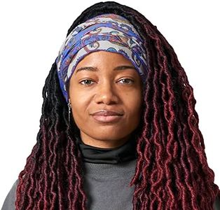 Sustainable Wide Pre-tied Yoga Headband - Cotton Eco Headbands For Women Boho Hair Bands For Women Paisley Blue