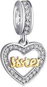 GLOWDAS Mothers Day Family Charms, 925 Sterling Silver Sister Charm, Best Mom, Best Friend, Family Tree Mum, Rose Gold Mom Heart Beads, for Nana/Wife/Xmas Gifts, fit European DIY Bracelet, Sterling Silver Cubic Zirconia