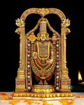 INDICAST 8" Tirupati Balaji Fine Metal Finish Idol Decorative Showpiece Handcrafted Tirupati Balaji Murti For Home Office And Gifting Purpose Sculpture, Golden, Pack of 1