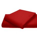 Queens Land Home Non Iron Percale Pollycotton Flat Sheet (Double, Red)