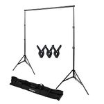 Bonnlo 2m x 3m Backdrop Stand Background Stand with Carry Bag & 3 Clamps for Party, Babyshower, Photography Photo Video Studio