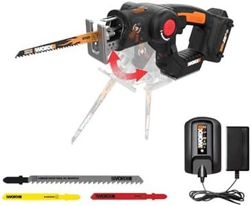 Worx 20V AXIS 2-in-1 Cordless Reciprocating Saw & Jig Saw, Orbital Cutting Reciprocating Saw, Pivoting Head Jigsaw Tool with Tool-Free Blade Change, Power Share WX550L – Battery & Charger Included